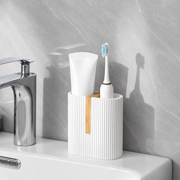 ShowrCove™ Bamboo Toothbrush Holder
