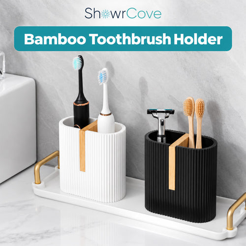 ShowrCove™ Bamboo Toothbrush Holder