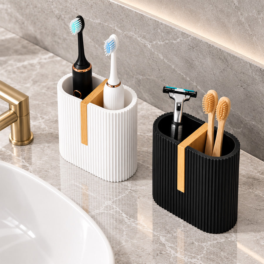 ShowrCove™ Bamboo Toothbrush Holder