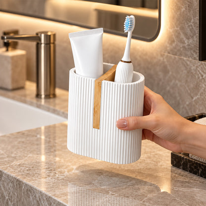 ShowrCove™ Bamboo Toothbrush Holder