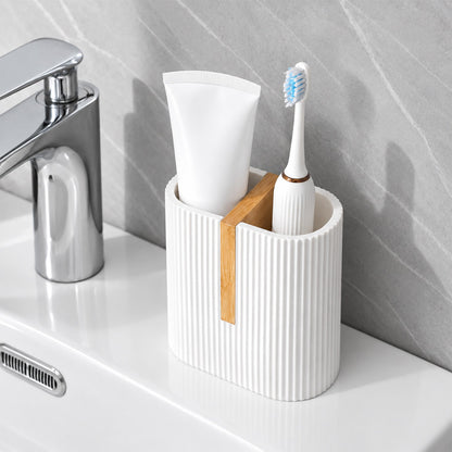 ShowrCove™ Bamboo Toothbrush Holder