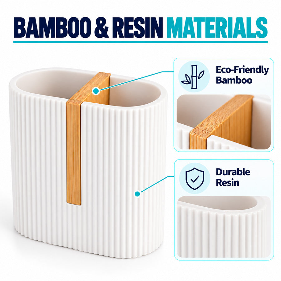 ShowrCove™ Bamboo Toothbrush Holder