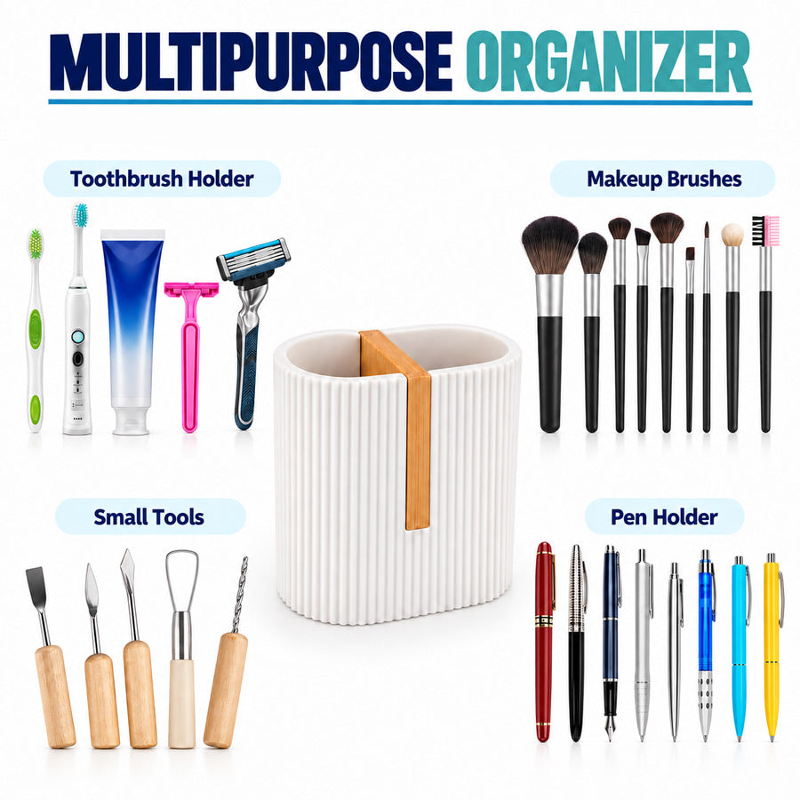 ShowrCove™ Bamboo Toothbrush Holder