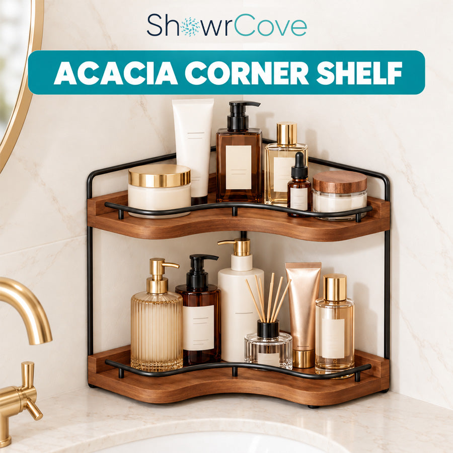 ShowrCove™ Acacia Corner Shelf