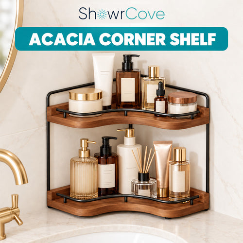 ShowrCove™ Acacia Corner Shelf