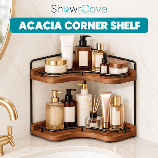 ShowrCove™ Acacia Corner Shelf