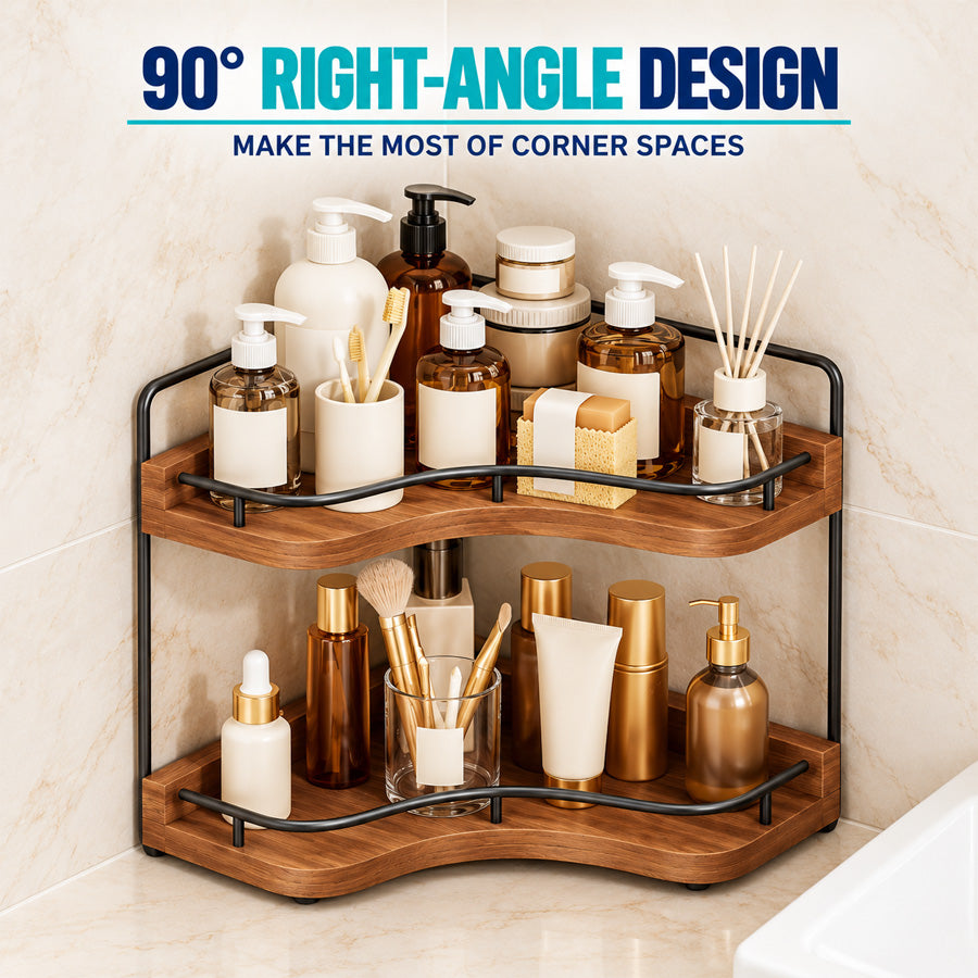 ShowrCove™ Acacia Corner Shelf