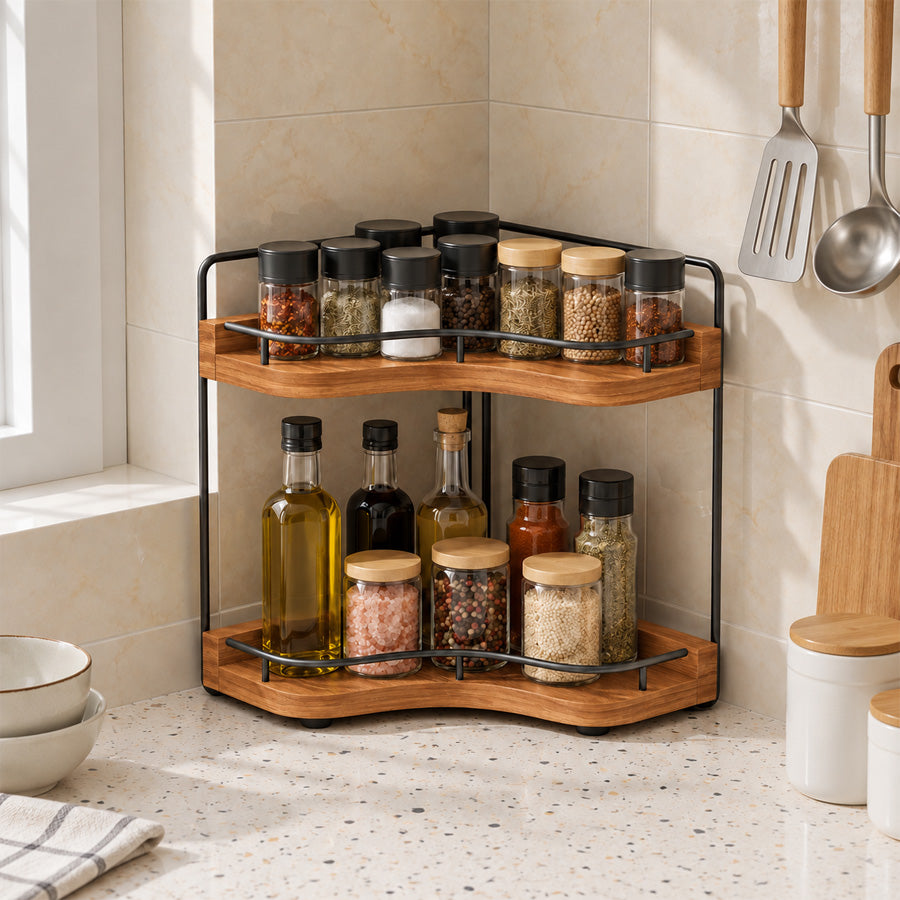 ShowrCove™ Acacia Corner Shelf