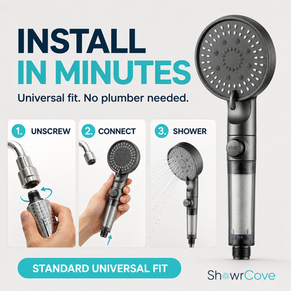 ShowrCove™ Turbo Flow 5-Mode Filtered Showerhead