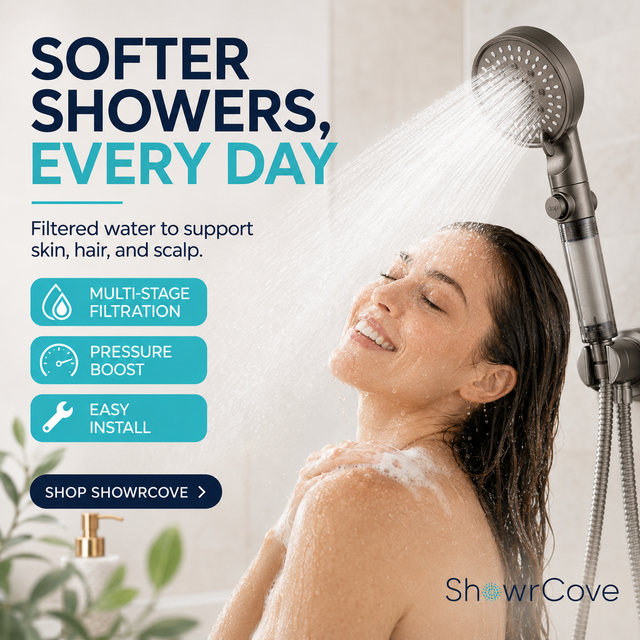 ShowrCove™ Turbo Flow 5-Mode Filtered Showerhead