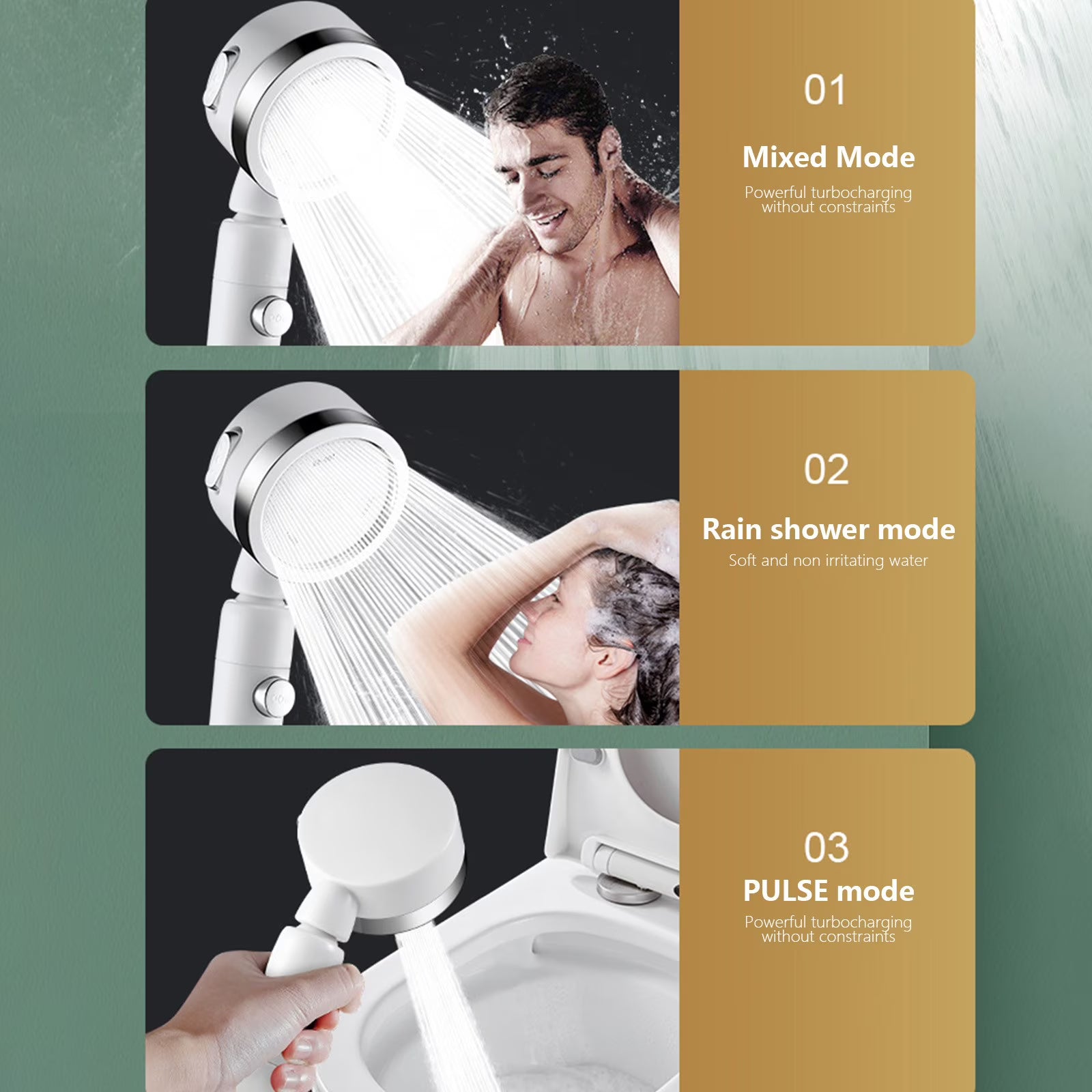 ShowrCove™ One Touch Stop High Pressure Shower Head