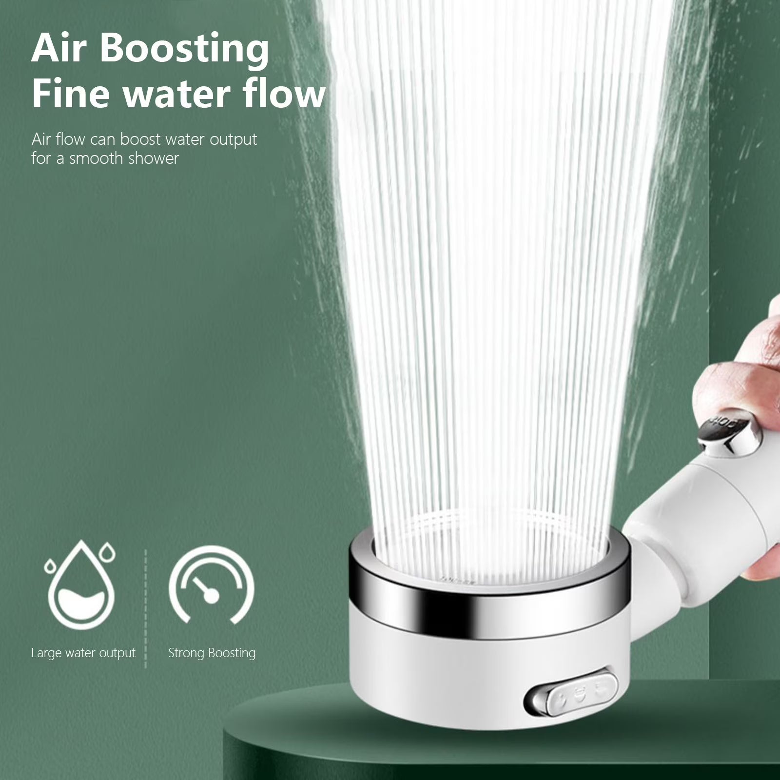 ShowrCove™ One Touch Stop High Pressure Shower Head