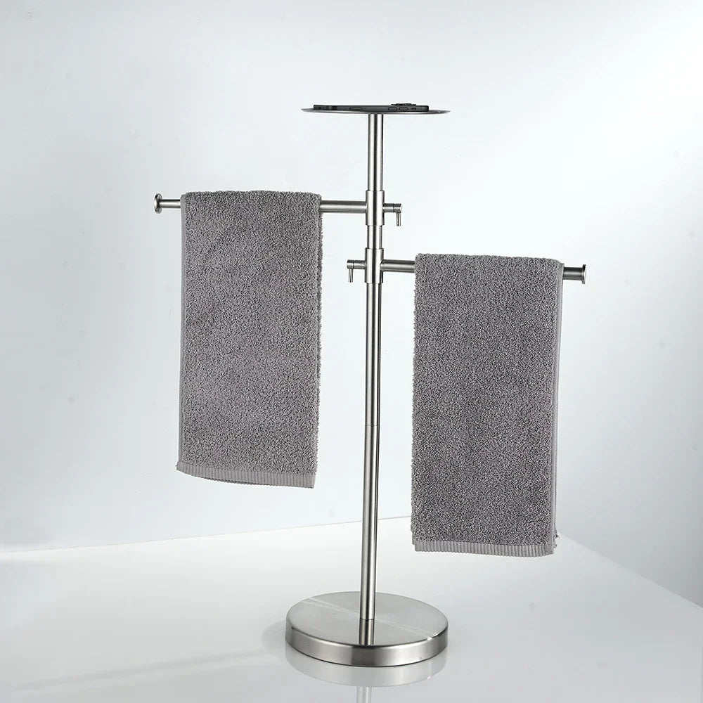 Floor Standing Base Luxury Hotel Towel Rack Holder Towel Storage Shelf Brush Gold Towel Bar