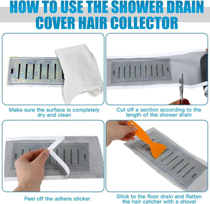 Linear Shower Drain Hair Catcher Adhesive Cutable Mesh Shower Drain Cover Stickers for Kitchen Bathtub