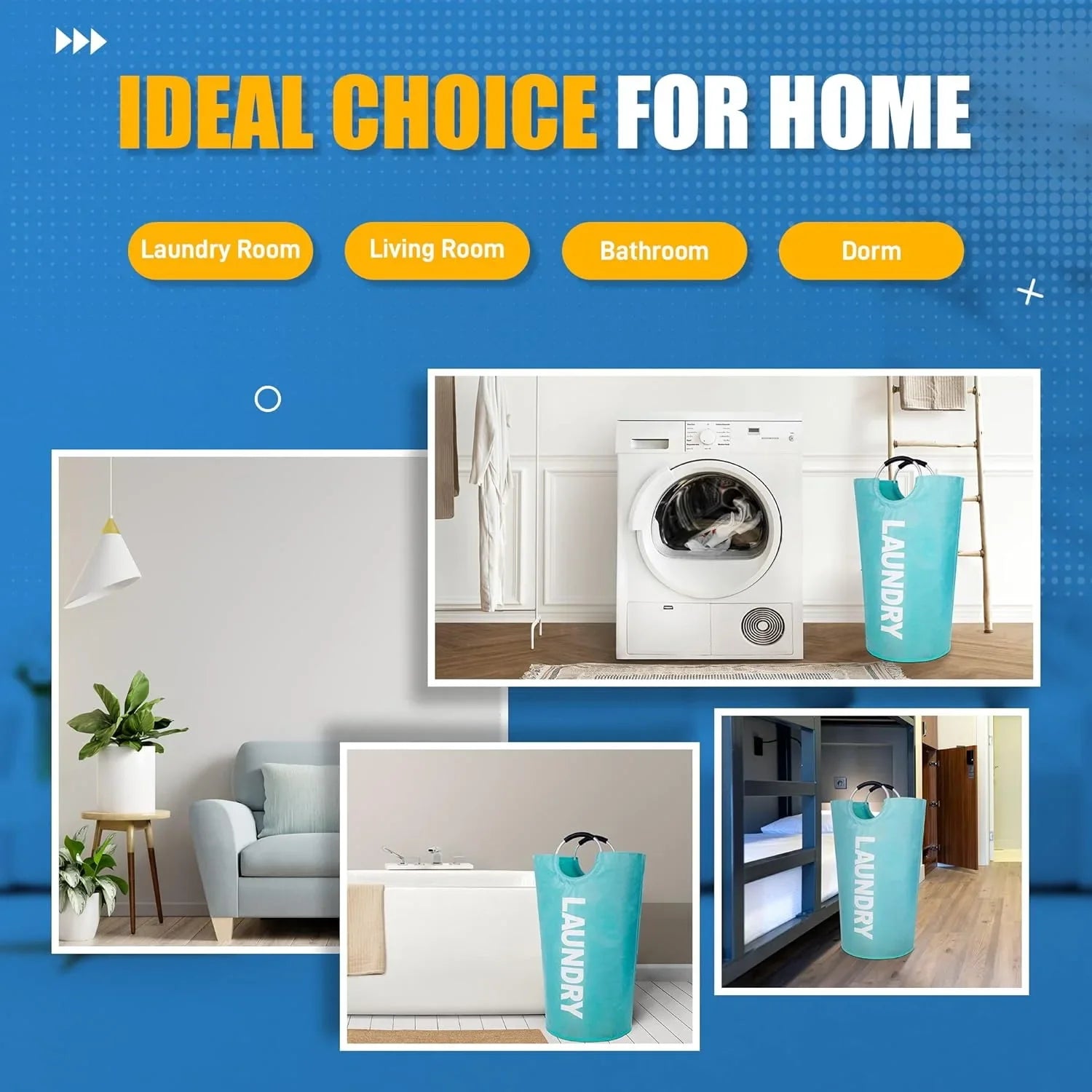 Large Laundry Basket, Laundry Hamper Stands Up Well, Laundry Bag with Padded Handles, Waterproof Clothes Bin Collapsible