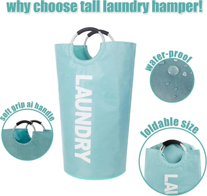 Large Laundry Basket, Laundry Hamper Stands Up Well, Laundry Bag with Padded Handles, Waterproof Clothes Bin Collapsible