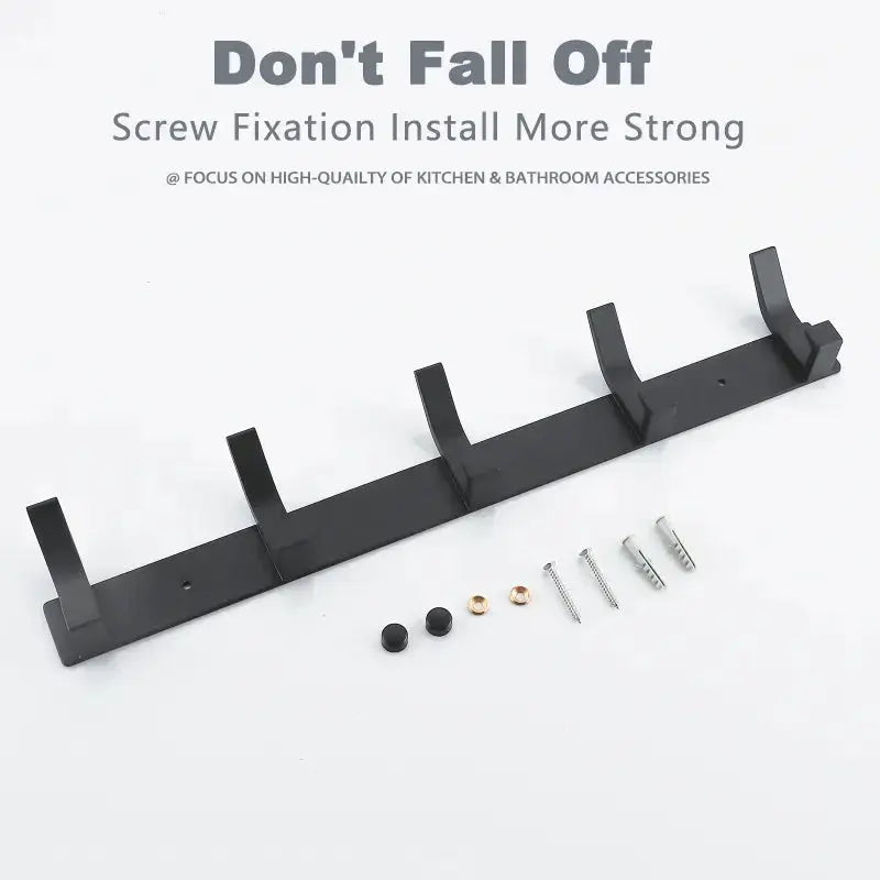 Modern Hanging Hooks For Wall Aluminium Black Towel Holder Bathroom Door Clothe Hanger Coat Rack Wall Mounted