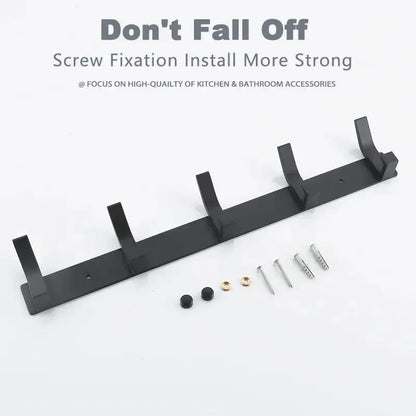 Modern Hanging Hooks For Wall Aluminium Black Towel Holder Bathroom Door Clothe Hanger Coat Rack Wall Mounted