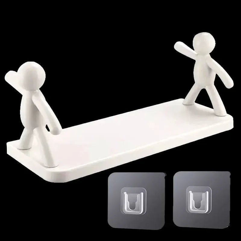1PC 2PCS Self-adhesive Tape Buckle Holder Bathroom Shampoo Storage Racks Plastic Shelf Storage Organization Shelves Support