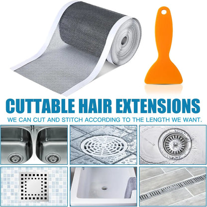 Linear Shower Drain Hair Catcher Adhesive Cutable Mesh Shower Drain Cover Stickers for Kitchen Bathtub