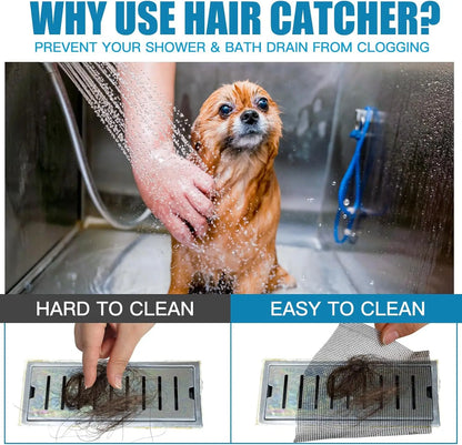 Linear Shower Drain Hair Catcher Adhesive Cutable Mesh Shower Drain Cover Stickers for Kitchen Bathtub