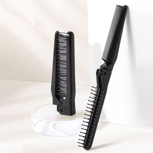 1pc portable foldable comb with fine teeth and double head pockets, suitable for daily travel use