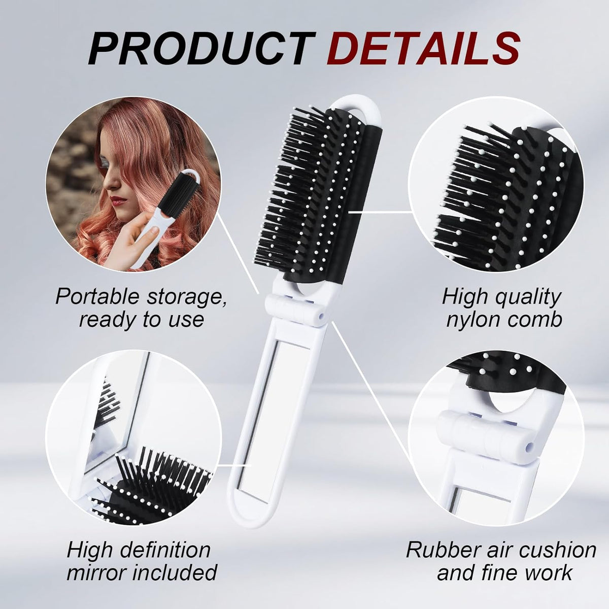 1pc Foldable Hair Comb Portable Detangling Hair Brush Anti Static Head Massager Travel Combs Hair Styling Accessories Tools