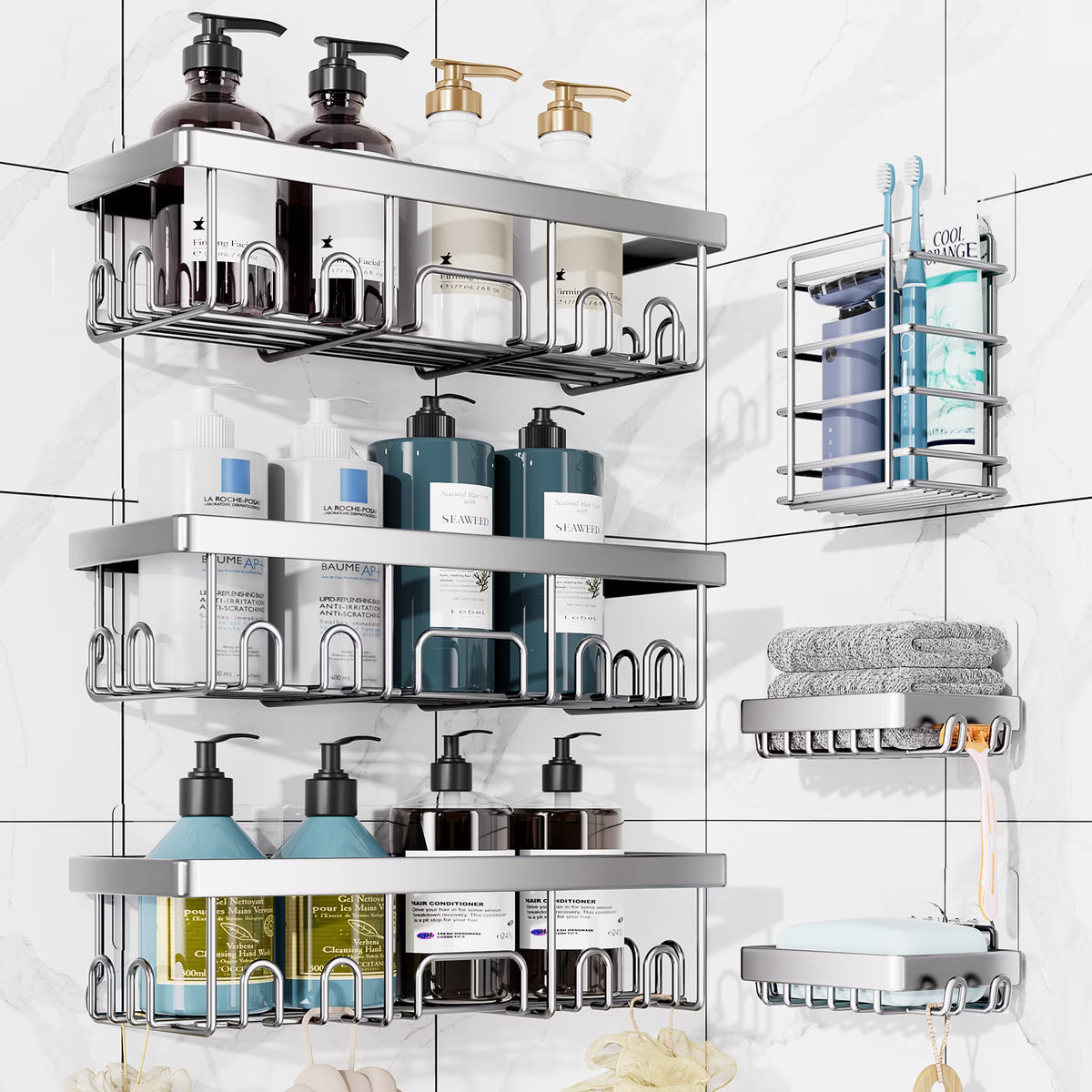 ShowrCove™ Adhesive Shower Shelf