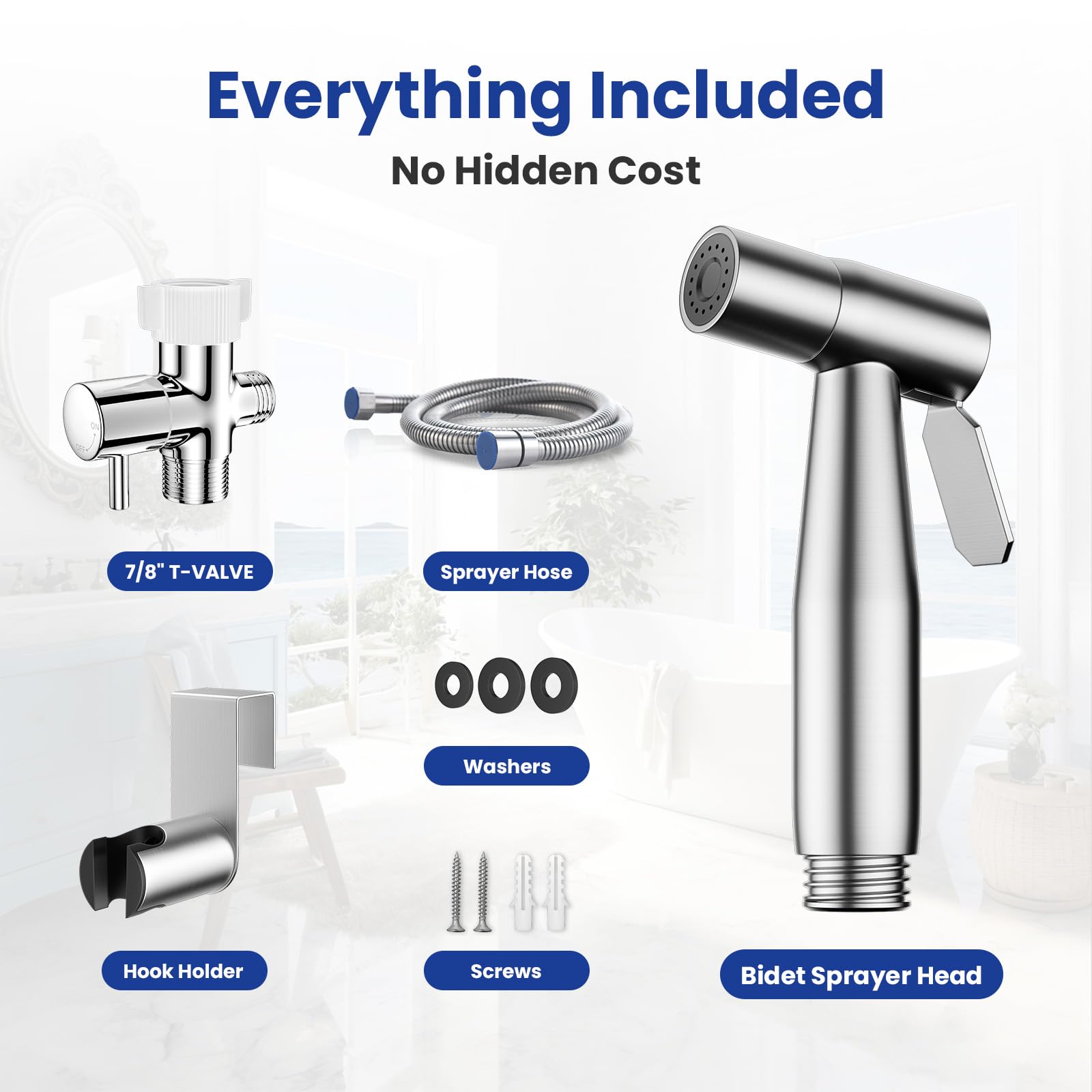 ShowrCove™ Handheld Bidet Sprayer Stainless Steel Toilet Sprayer Set