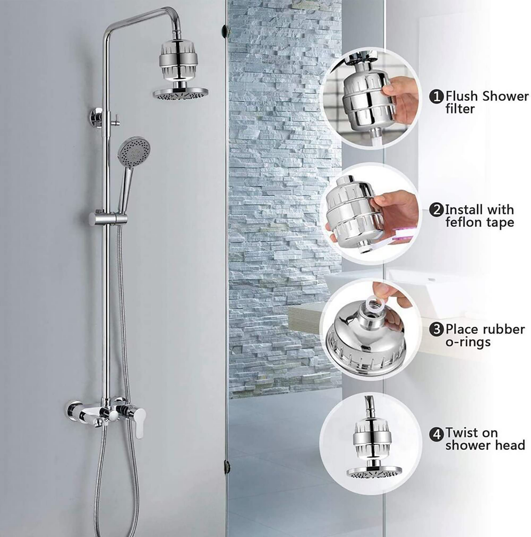 ShowrCove™ Stainless Steel Shower Water Filter