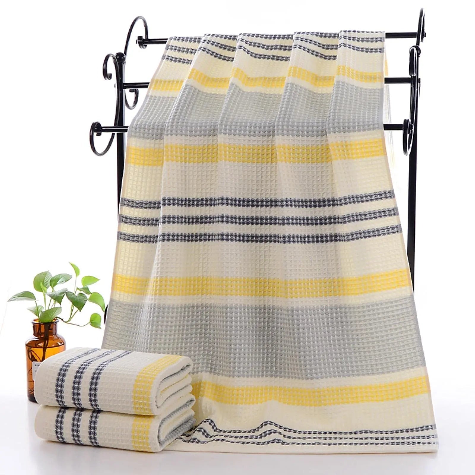 Goodinary® Cotton Honeycomb Waffle Soft Bath Towel (2 Pcs)