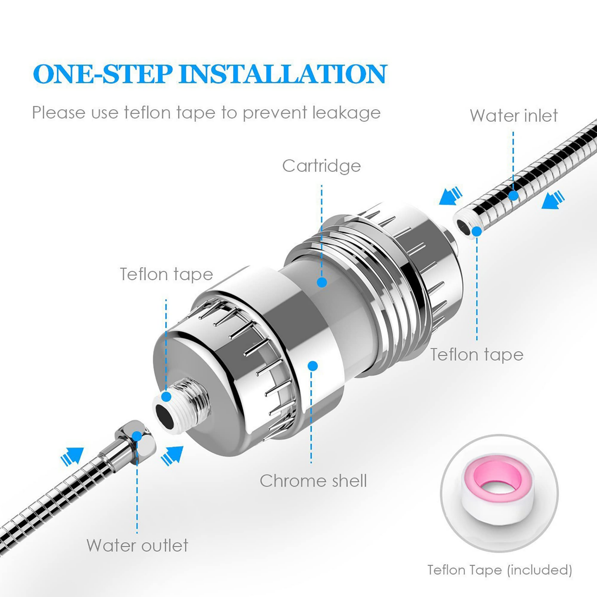 ShowrCove™ Stainless Steel Shower Water Filter