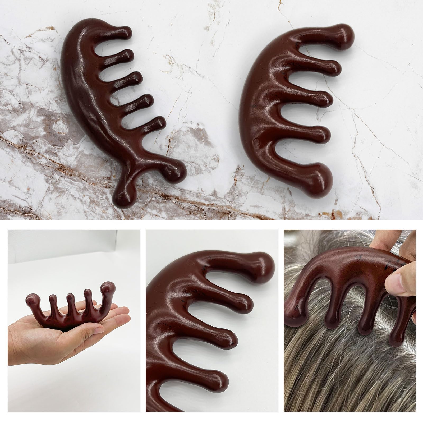ShowrCove™ Wooden Scalp Massager Hair Comb (2 Pcs)