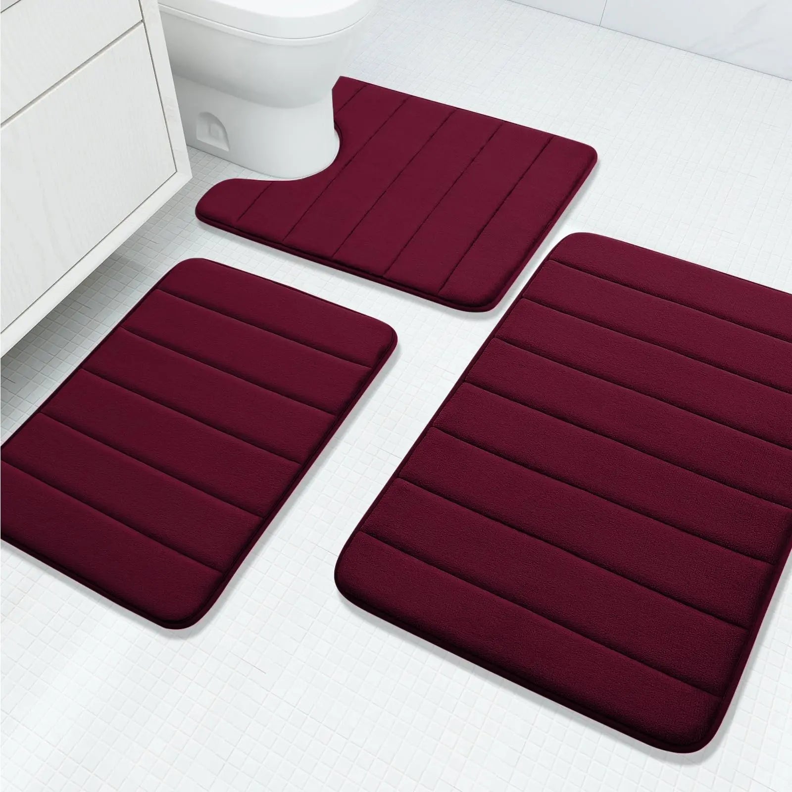 Goodinary® Memory Foam Bathroom Rug Set (3 Pcs) Goodinary