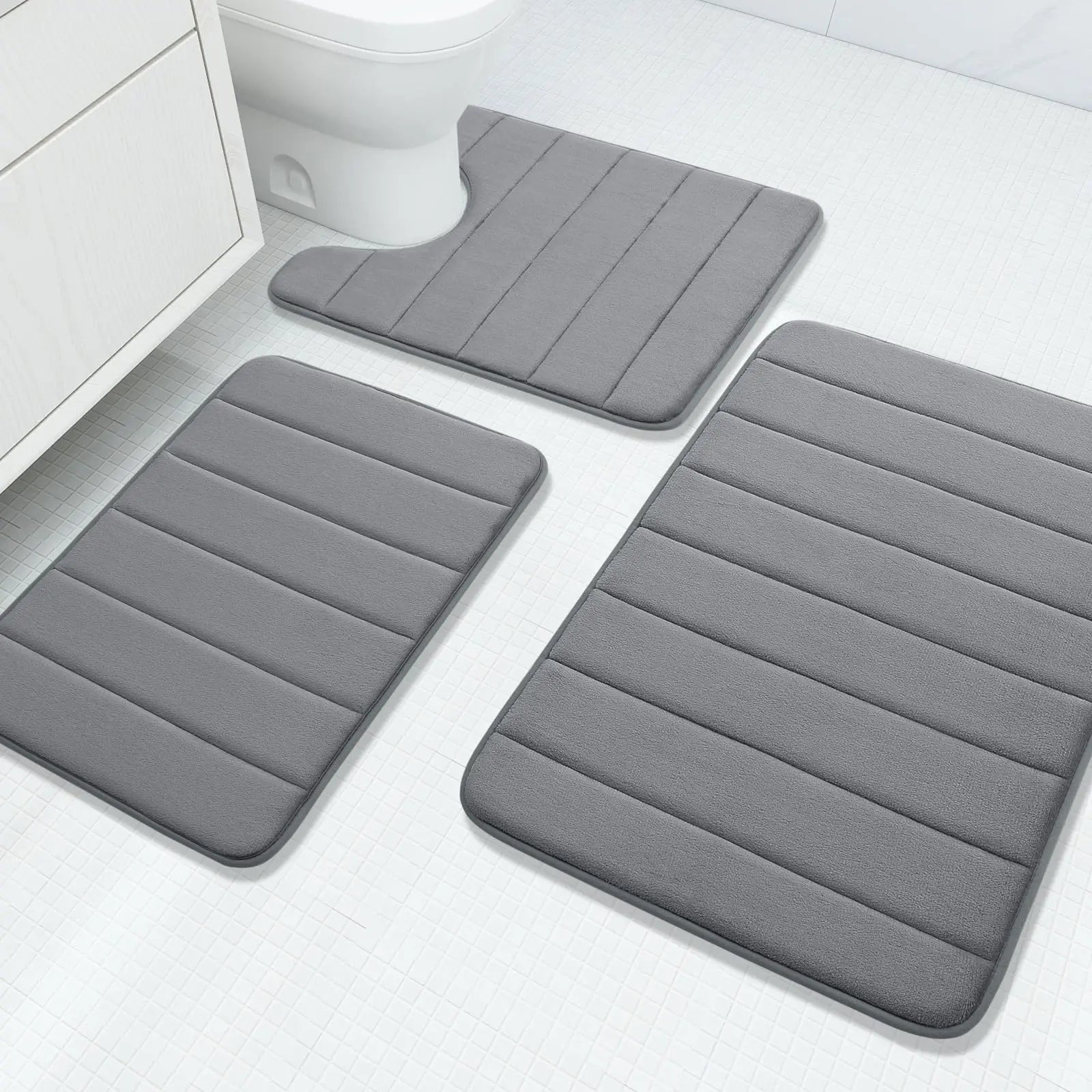 Goodinary® Memory Foam Bathroom Rug Set (3 Pcs) Goodinary